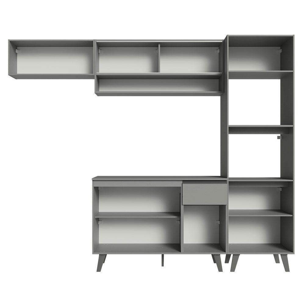 Armário de Cozinha Completa 260cm Cinza Nice Madesa 03