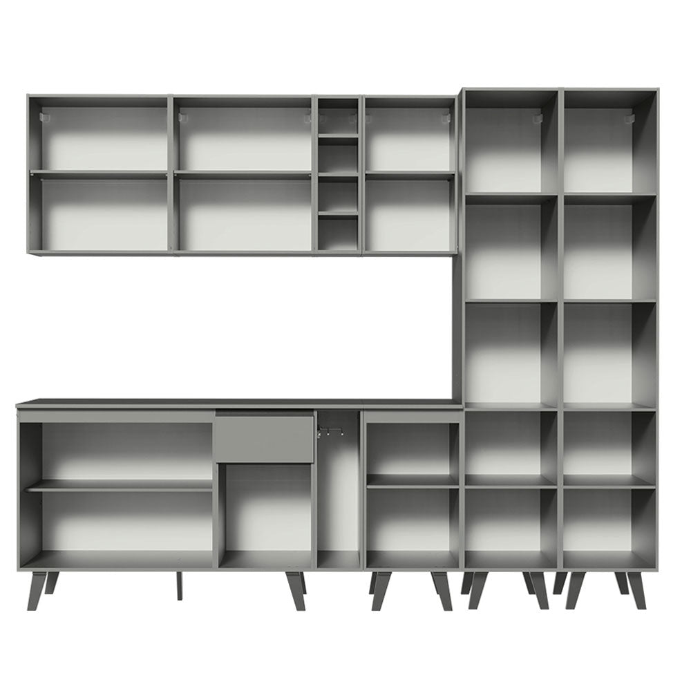 Armário de Cozinha Completa 260cm Cinza Nice Madesa 05