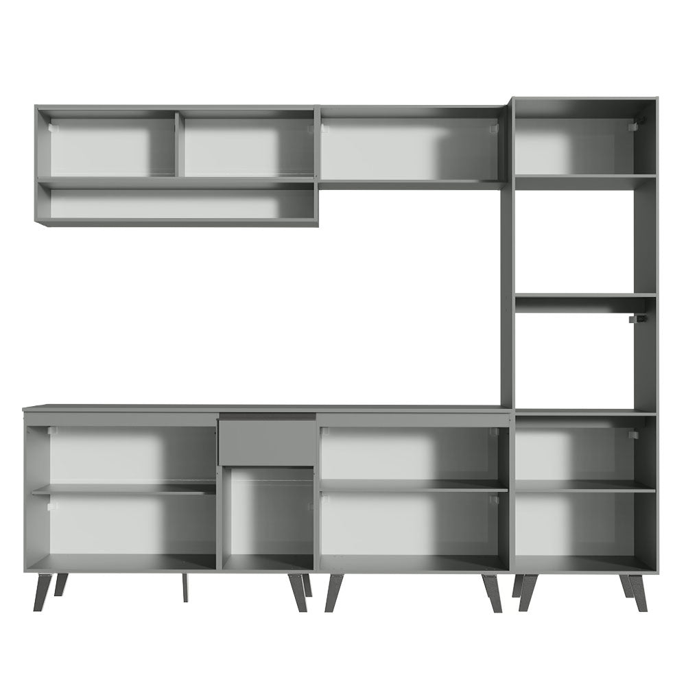 Armário de Cozinha Completa 260cm Cinza Nice Madesa 07