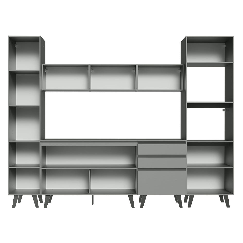 Armário de Cozinha Completa 280cm Cinza Nice Madesa 01