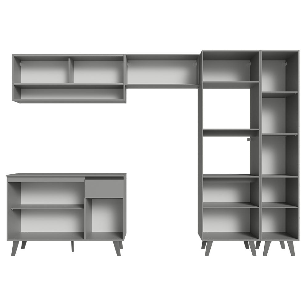 Armário de Cozinha Completa 300cm Cinza Nice Madesa 09