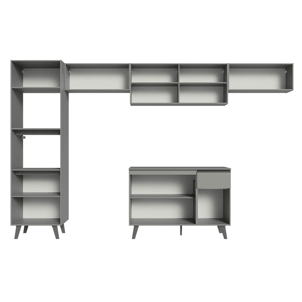 Armário de Cozinha Completa 340cm Cinza Nice Madesa 01
