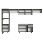 Armário de Cozinha Completa 340cm Cinza Nice Madesa 01