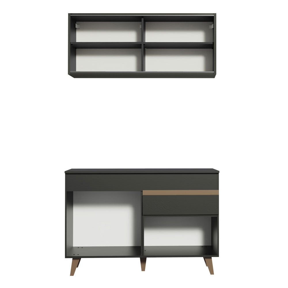 Armário de Cozinha Compacta 120cm Madesa Preto