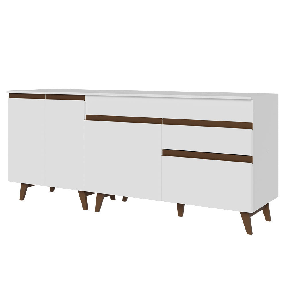 Kit com 2 Balcões de Cozinha Madesa Reims 4 Portas 1 Gaveta (Com Tampo) Branco