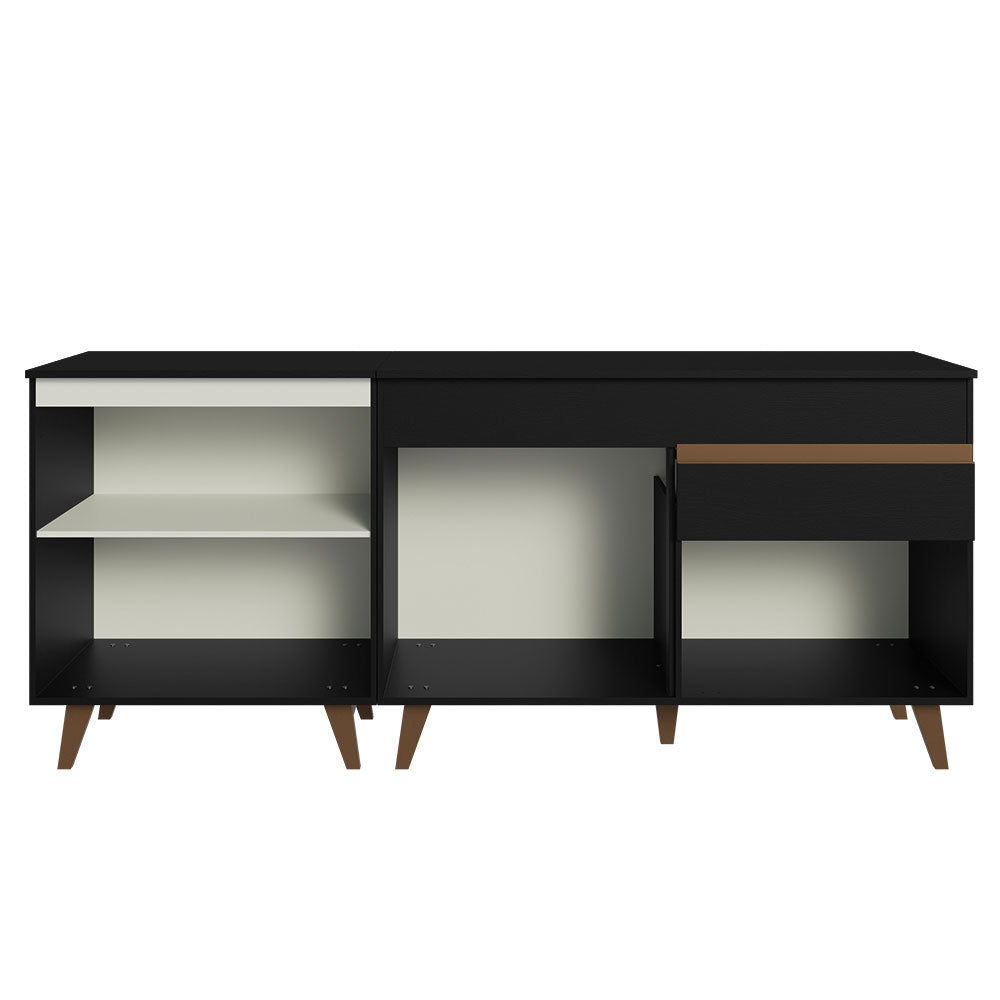 Kit com 2 Balcões de Cozinha Madesa Reims 4 Portas 1 Gaveta (Com Tampo) Preto