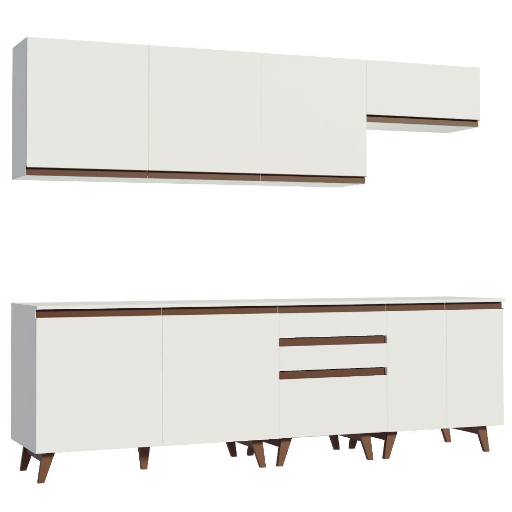 Armário de Cozinha Completa 250cm Branco Reims Madesa 01