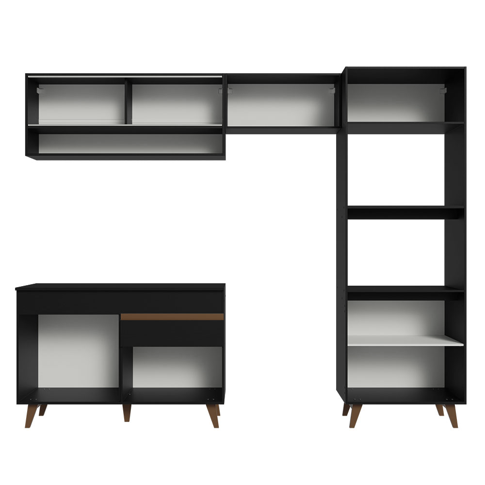 Armário de Cozinha Completa 260cm Preto Reims Madesa 12