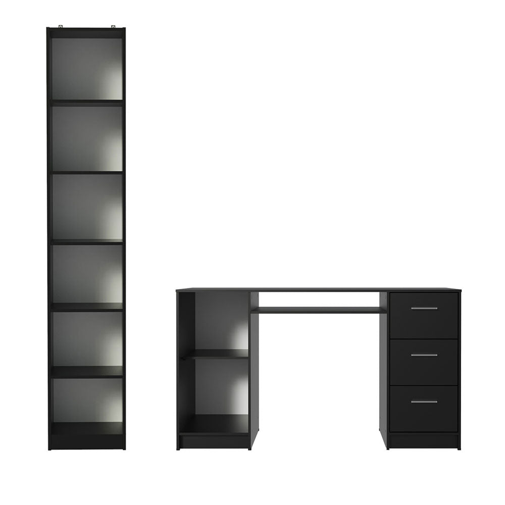 Escrivaninha Madesa Alaska + Estante Livreiro 6906 Preto