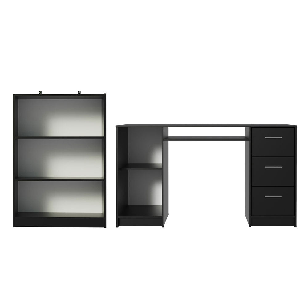 Escrivaninha Madesa Alaska + Estante Livreiro 6907 Preto