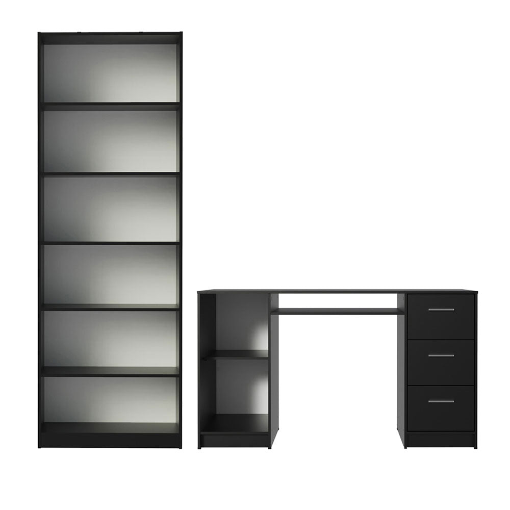 Escrivaninha Madesa Alaska + Estante Livreiro 6908 Preto