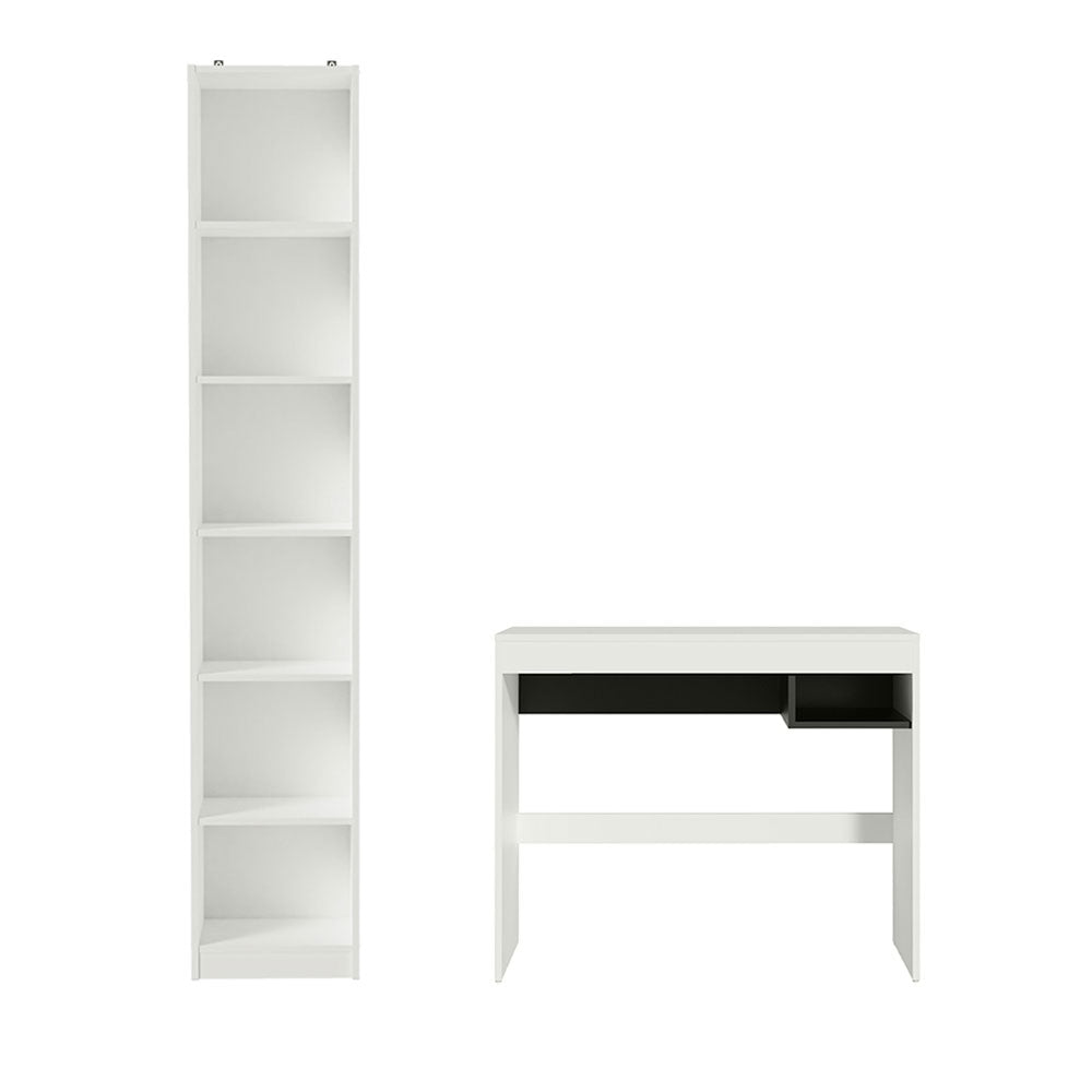 Escrivaninha Madesa Rubi + Estante Livreiro 6906 Branco