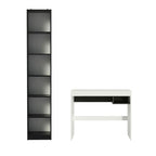 Escrivaninha Madesa Rubi + Estante Livreiro 6906 Branco/Preto