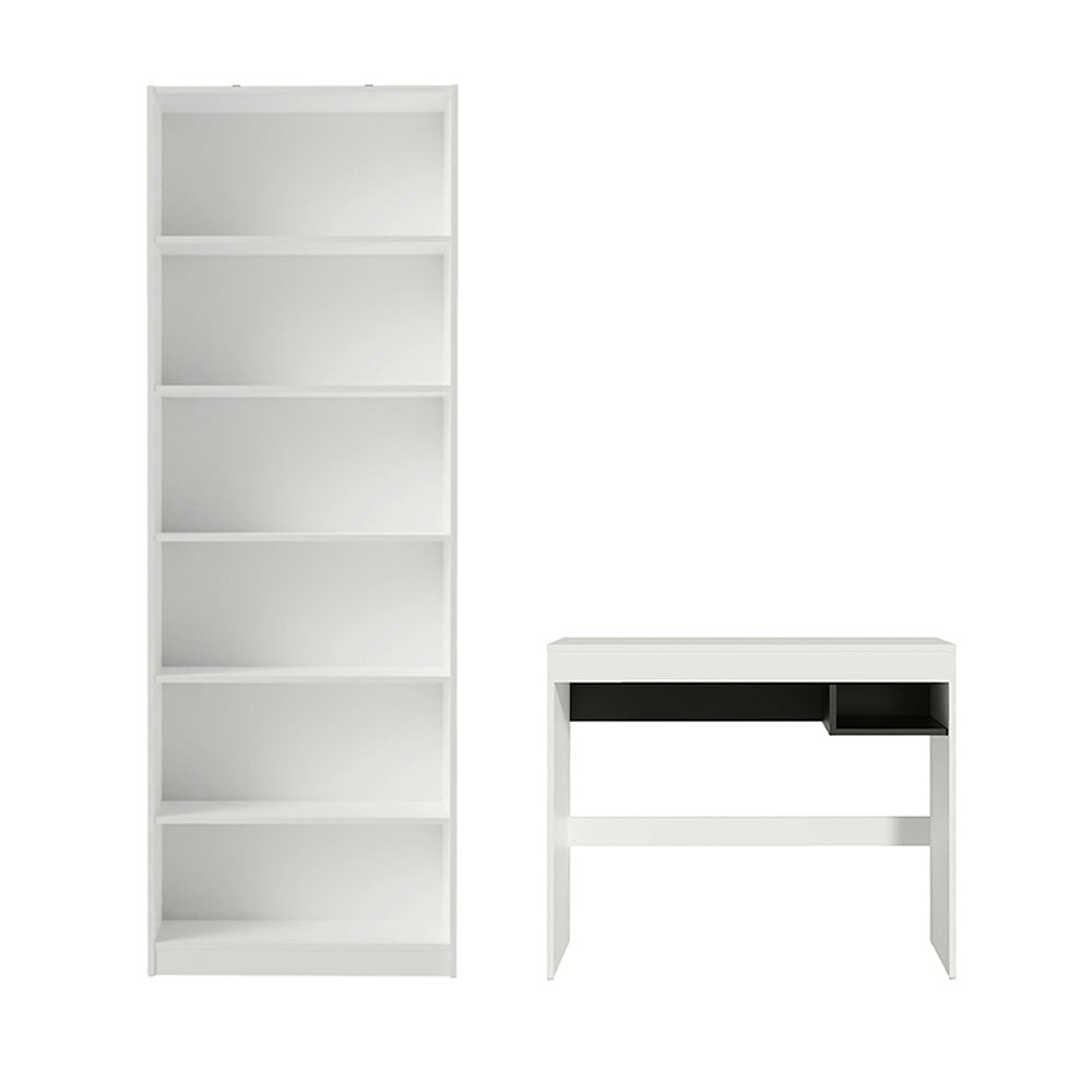 Escrivaninha Madesa Rubi + Estante Livreiro 6908 Branco
