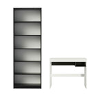 Escrivaninha Madesa Rubi + Estante Livreiro 6908 Branco/Preto