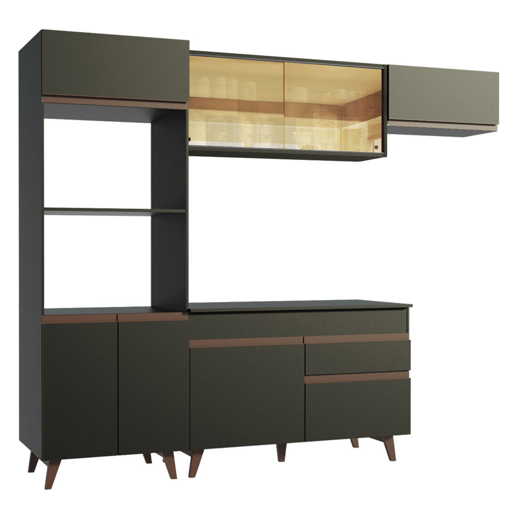 Armário de Cozinha Completa 260cm Preto Reims Madesa XA01