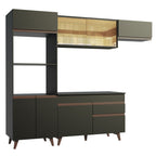 Armário de Cozinha Completa 260cm Preto Reims Madesa XA01