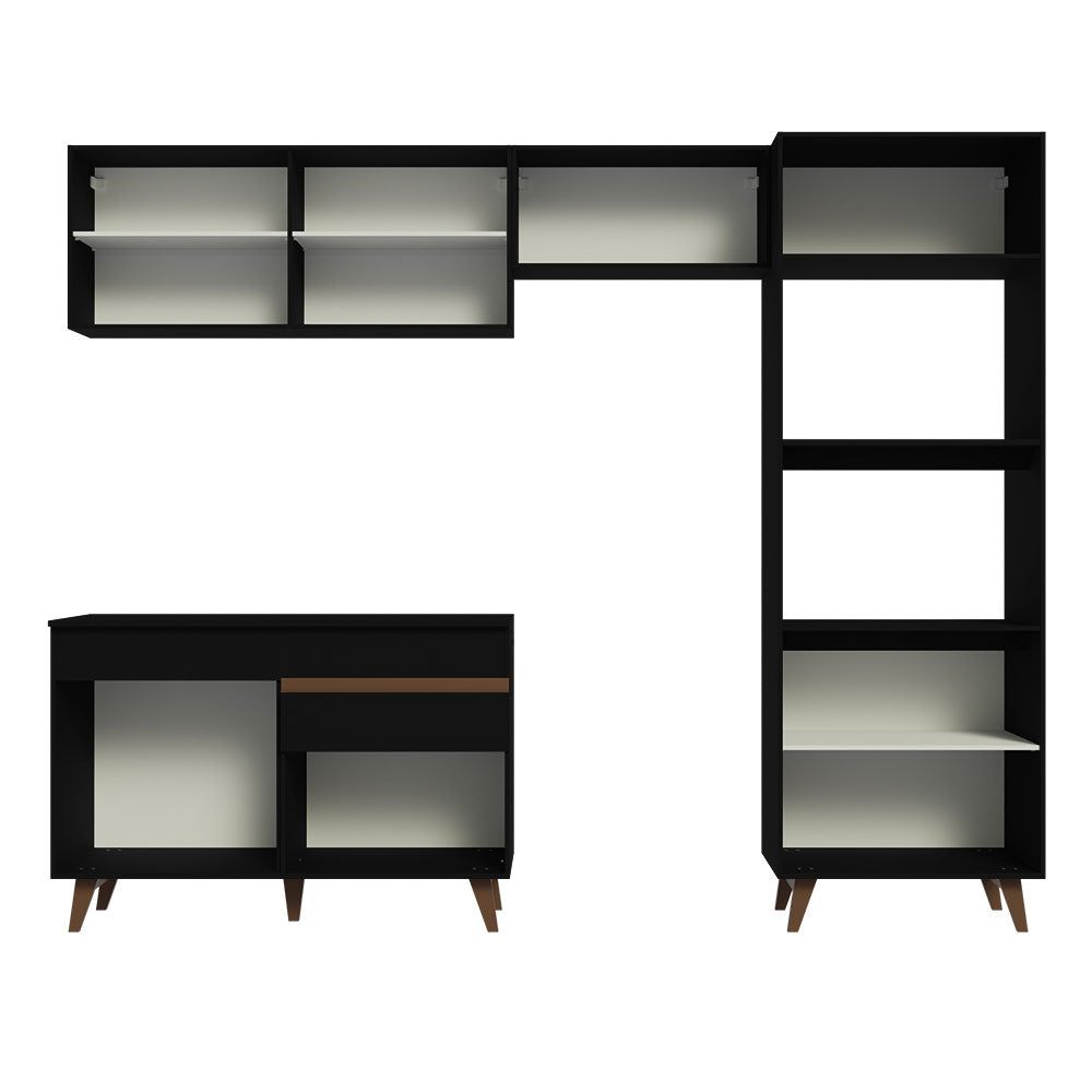 Armário de Cozinha Completa 260cm Preto Reims Madesa 09
