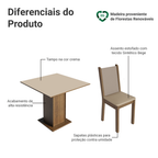 Conjunto Sala de Jantar Mesa Tampo de Madeira com 4 Cadeiras Rustic/Crema/Sintético Bege Madesa Alana
