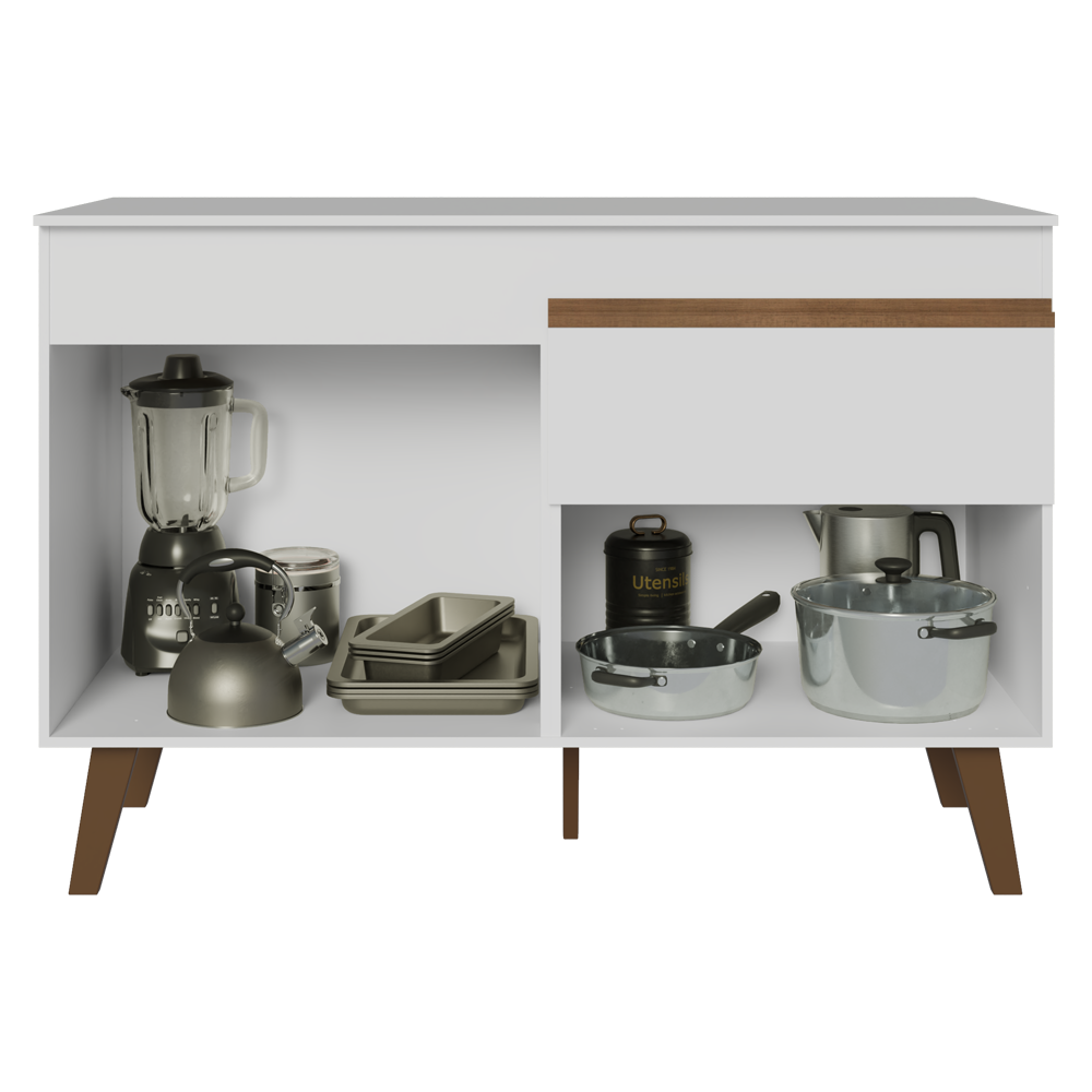 Balcão de Cozinha com 2 Portas e 1 Gaveta 120 cm Branco Pieta Madesa