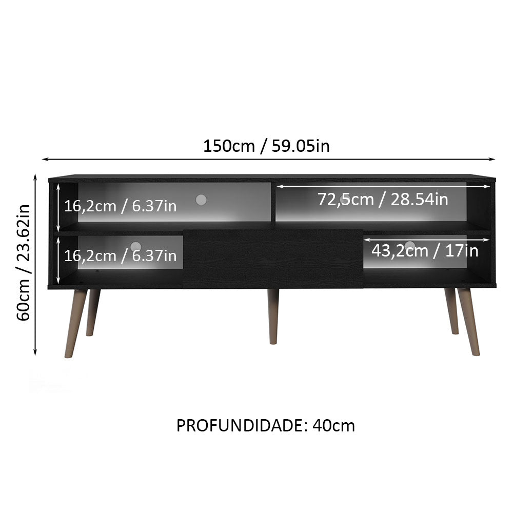 Rack para TV até 65 Polegadas Preto Madesa