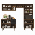Armário de Cozinha Compacta 235cm Rustic/Preto Gourmet Madesa 01
