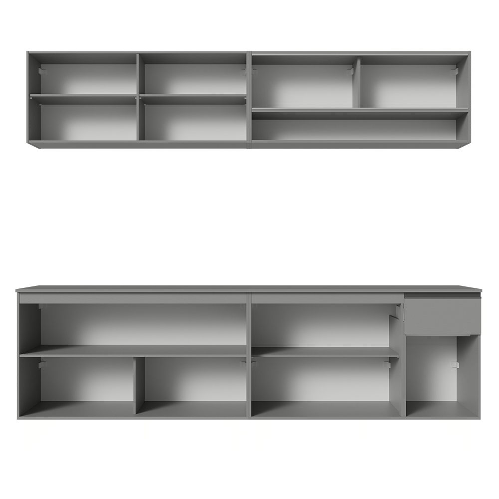 Armário de Cozinha Completa Suspenso 240cm Cinza Nice Madesa 04