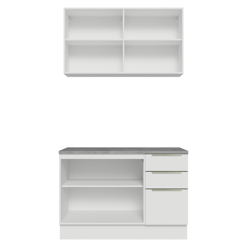 Armário de Cozinha Compacta 120 x 60 cm Branco/Branco Veludo Lux Madesa 02