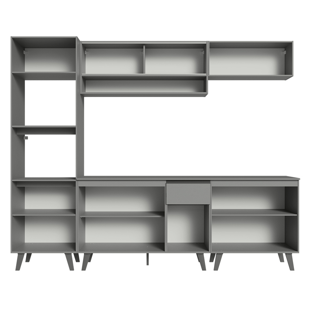 Armário de Cozinha Completa 260cm Cinza Nice Madesa 01