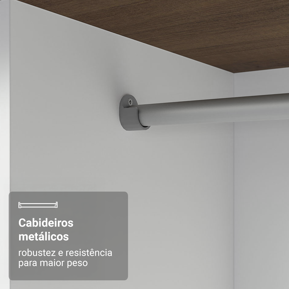 Guarda-Roupa Casal 3 Portas de Correr com Espelho Rustic Madesa Mônaco