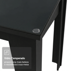 Conjunto Sala de Jantar Mesa Tampo de Vidro 6 Cadeiras Preto/Rustic Heloísa Madesa