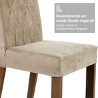 Conjunto Sala de Jantar Mesa Tampo de Vidro com 4 Cadeiras Rustic/Crema/Imperial Madesa Brenda