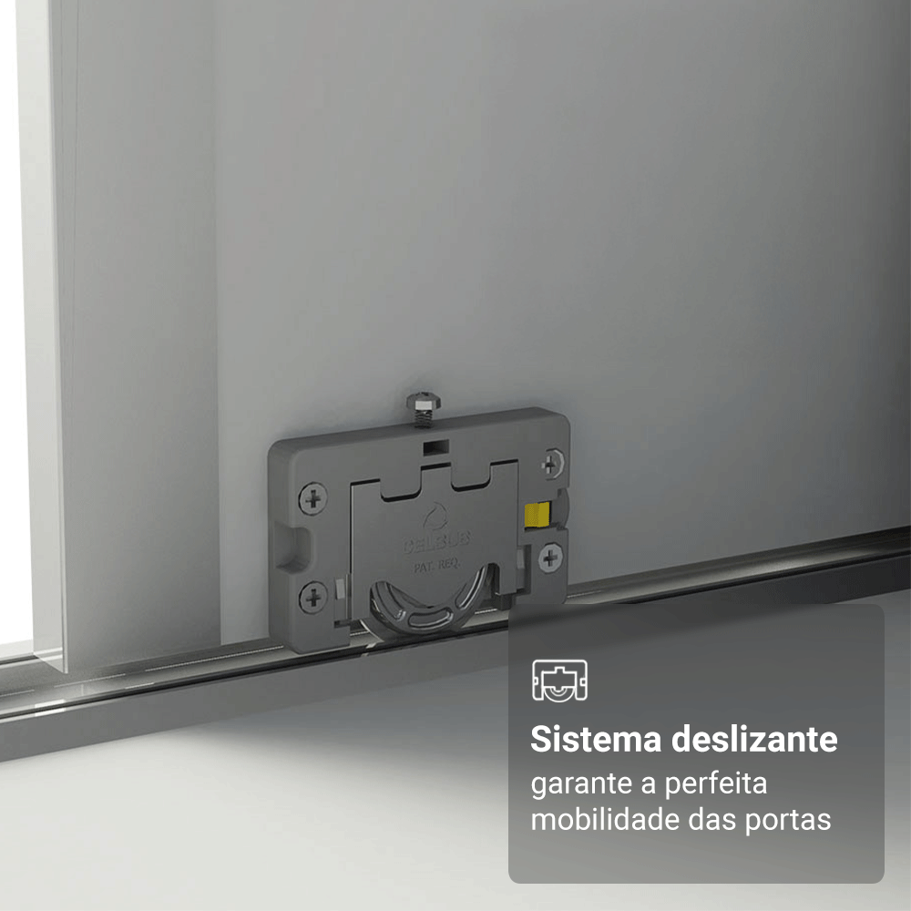 Guarda-Roupa Casal 100% MDF 3 Portas de Correr de Espelho Branco Royale Madesa