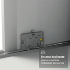 Guarda-Roupa Casal 100% MDF 3 Portas de Correr de Espelho Branco Royale Madesa