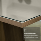 Conjunto Sala de Jantar Mesa Tampo de Vidro com 4 Cadeiras Rustic/Crema/Imperial Madesa Brenda