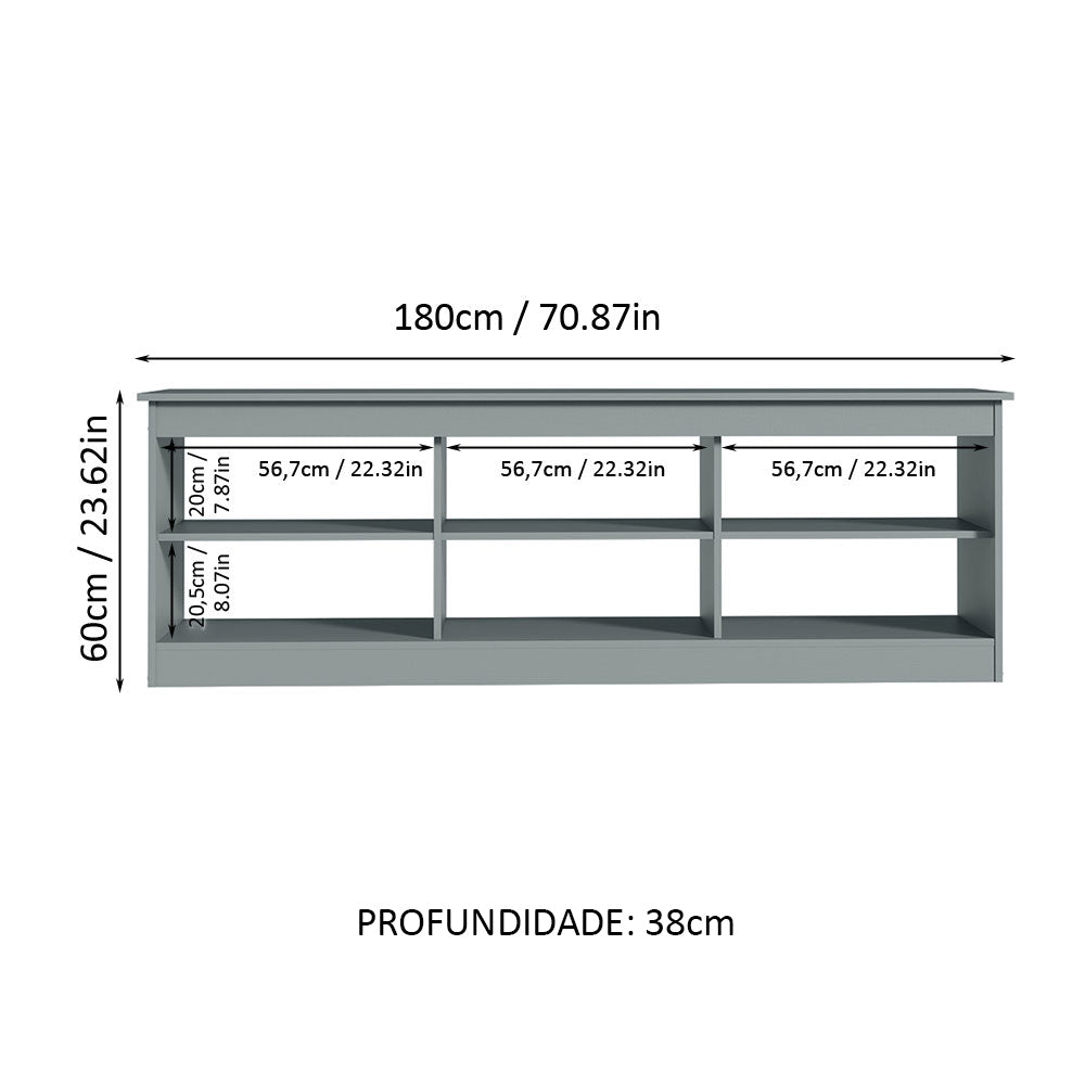 Rack para TV até 80 Polegadas Cinza Madesa