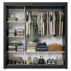 Guarda-Roupa Casal 3 Portas de Correr com Espelho Preto Nobre Madesa