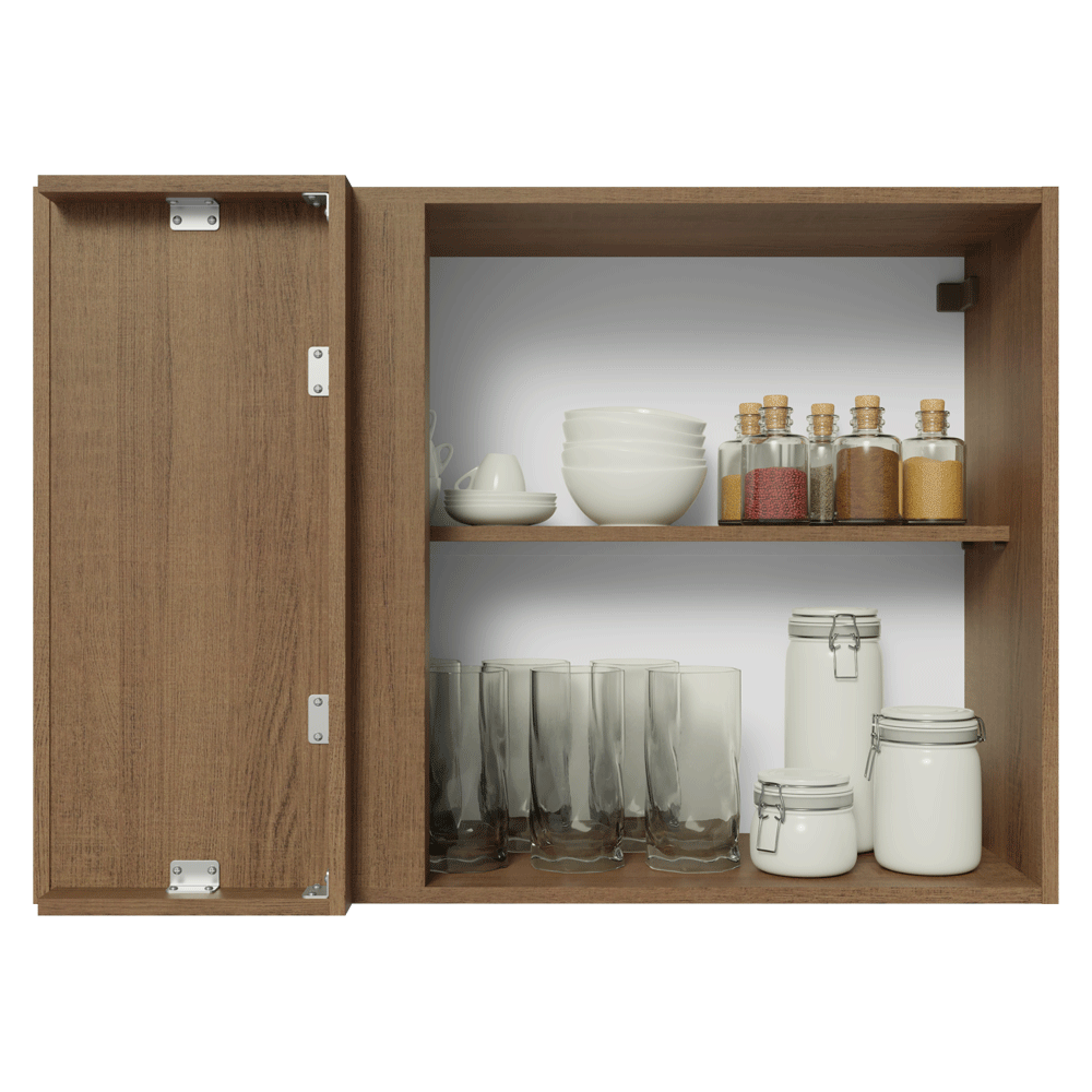 Armário Aéreo de Canto 1 Porta Rustic/Cinza Lux Madesa