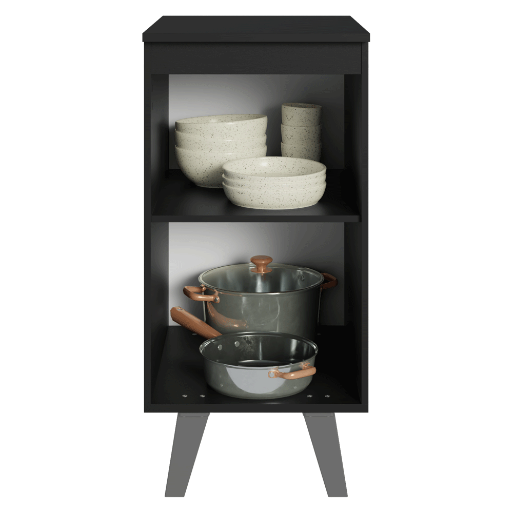 Balcão de Cozinha 40 cm 1 Porta Com Pés Preto Nice Madesa