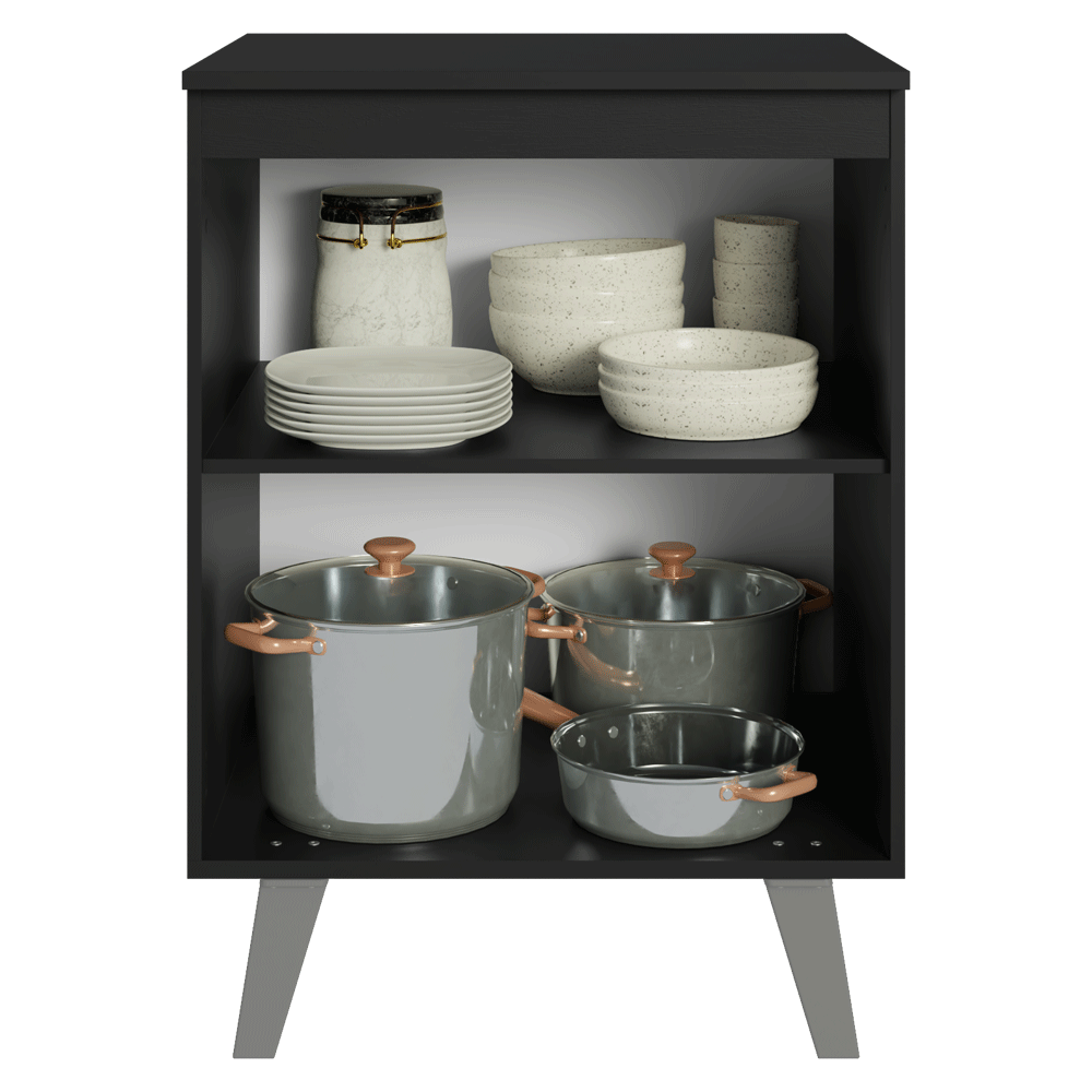 Balcão de Cozinha 60 cm 1 Porta Com Pés Preto Nice Madesa