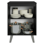 Balcão de Cozinha 60 cm 1 Porta Com Pés Preto Nice Madesa