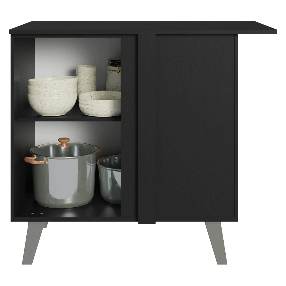 Balcão de Canto 1 Porta Com Pés Preto Nice Madesa