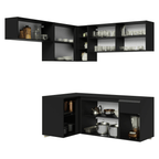 Armário de Cozinha Completa de Canto Suspenso 325 cm Preto Nice Madesa 05