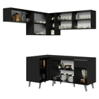 Armário de Cozinha Completa de Canto 325 cm Preto Nice Madesa 06