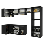 Armário de Cozinha Completa de Canto Suspenso 385 cm Preto Nice Madesa 01