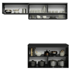 Armário de Cozinha Compacta 200 cm Suspenso Preto Nice Madesa 08