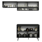 Armário de Cozinha Compacta 200 cm Preto Nice Madesa 09