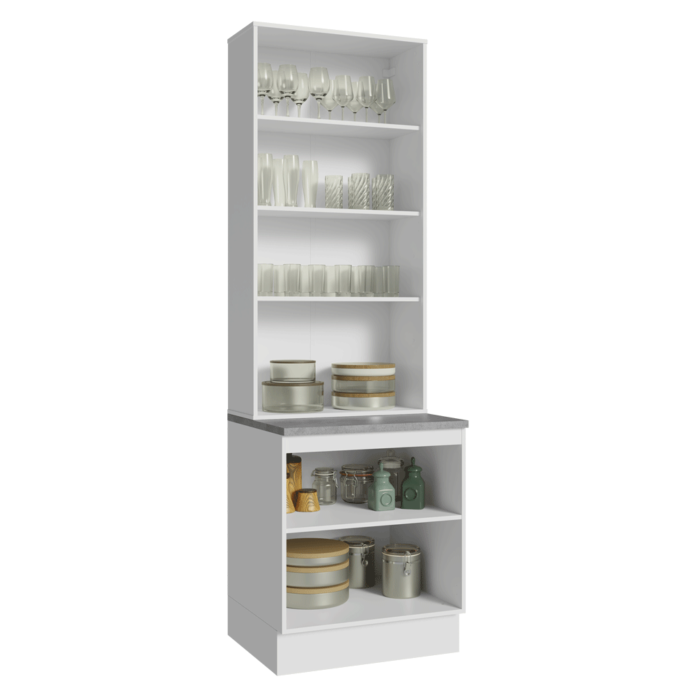 Kit Balcão + Cristaleira 70 cm Branco/Crema Vik Madesa 01