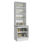 Kit Balcão + Cristaleira 70 cm Branco/Crema Vik Madesa 01