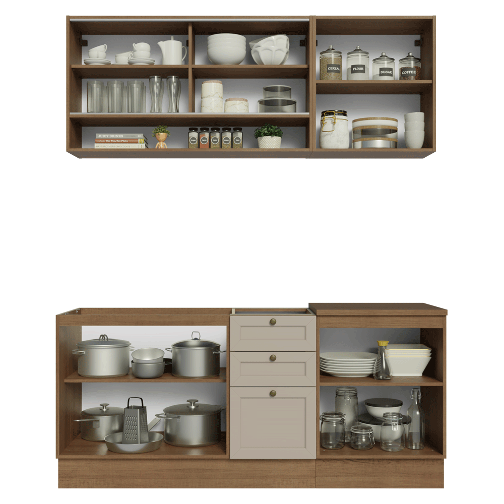 Armário de Cozinha Compacta 180 cm Rustic/Crema Vik Madesa 04